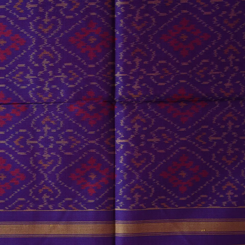 shop pure silk patola ikat dupatta - Purple Diamond Design