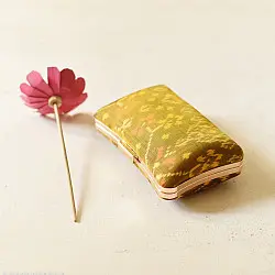 A pocket full of joy ~ Patola Clutch Golden Purse / Sling Bag