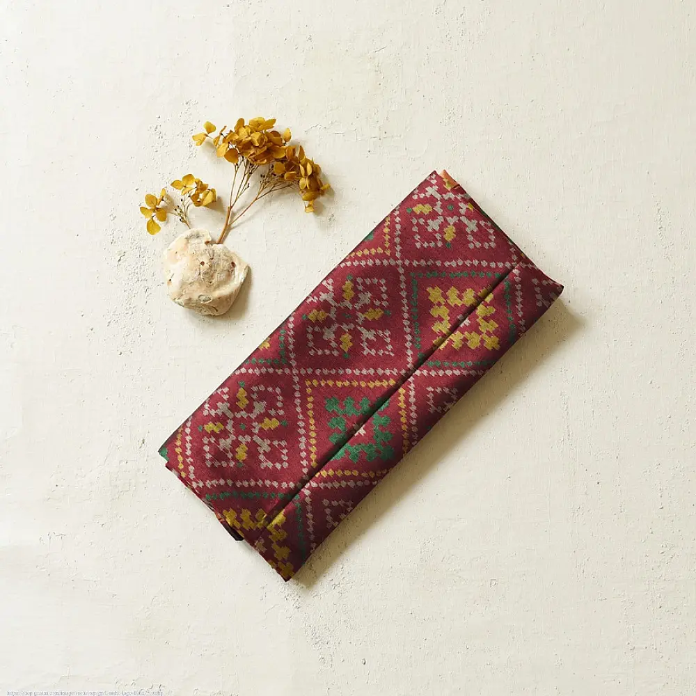 shop pure silk patola ikat Dupatta ~ Maroon Diamond Design