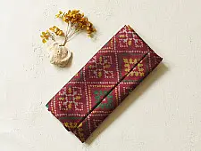 Rasika . रसिका ~ Patola Silk Dupatta ~ Maroon Diamond Design