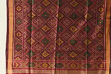 Rasika . रसिका ~ Patola Silk Dupatta ~ Maroon Diamond Design