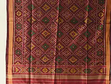 Rasika . रसिका ~ Patola Silk Dupatta ~ Maroon Diamond Design