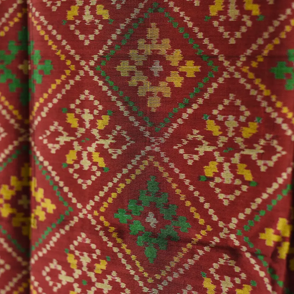shop pure silk patola ikat Dupatta ~ Maroon Diamond Design
