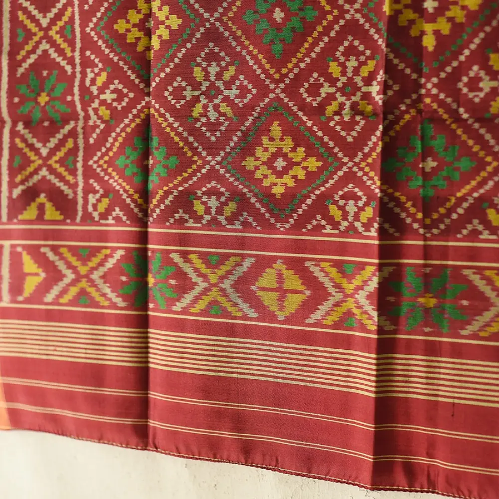 shop pure silk patola ikat Dupatta ~ Maroon Diamond Design