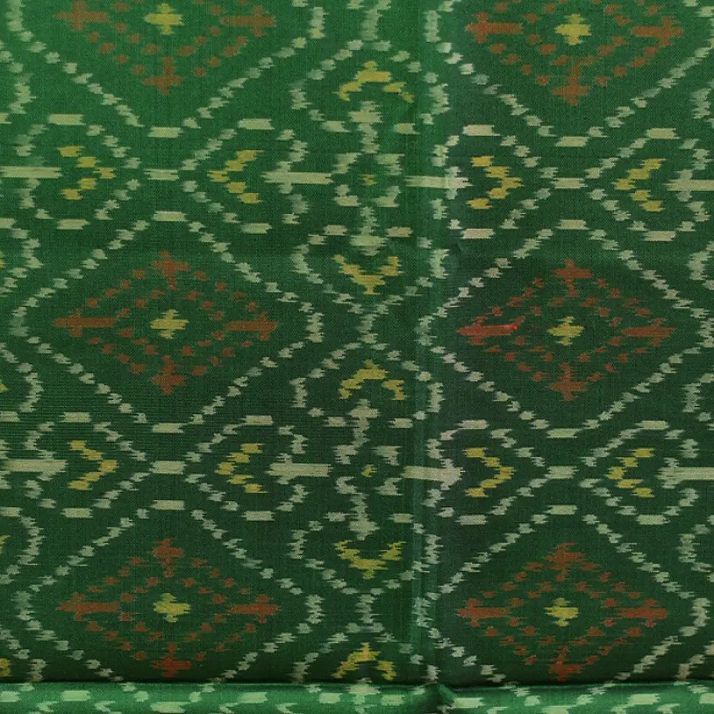 shop pure silk patola ikat Dark Green Dupatta