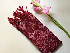 Rasika . रसिका ~ Handloom Patola Silk Cotton Stole - Wine Red