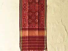 Rasika . रसिका ~ Handloom Patola Silk Cotton Stole - Wine Red