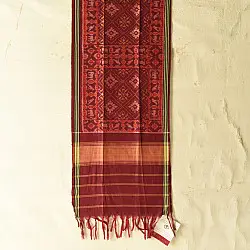 Rasika . रसिका ~ Handloom Patola Silk Cotton Stole - Maroon