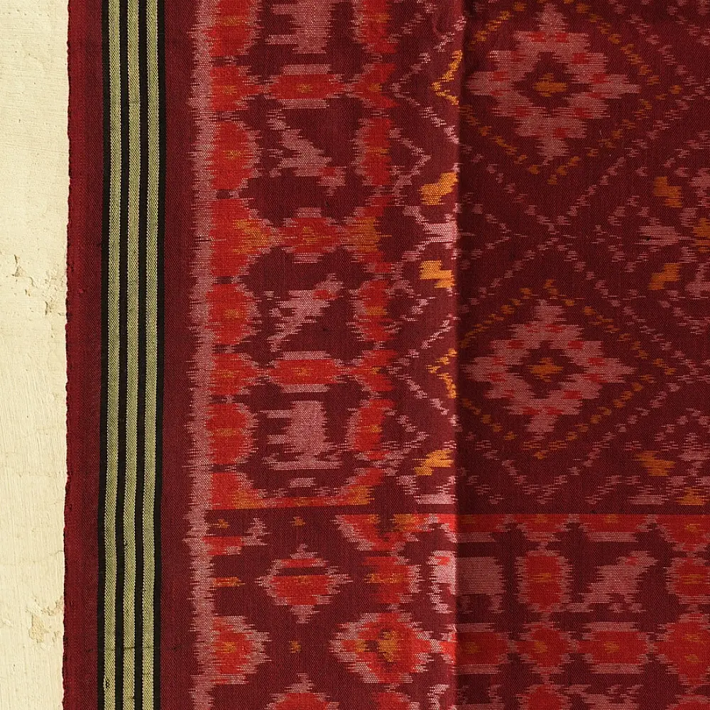 shop handloom silk cotton patola ikat Maroon stole
