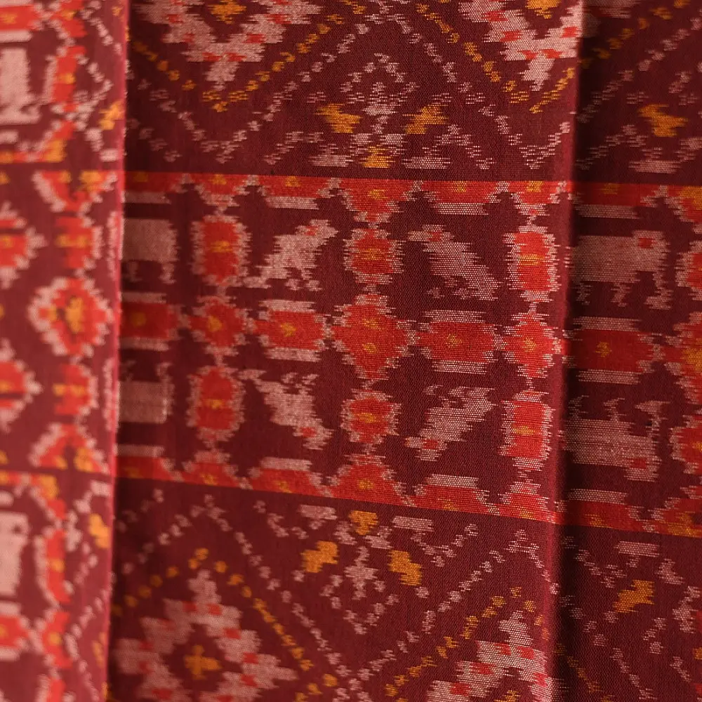 shop handloom silk cotton patola ikat Maroon stole
