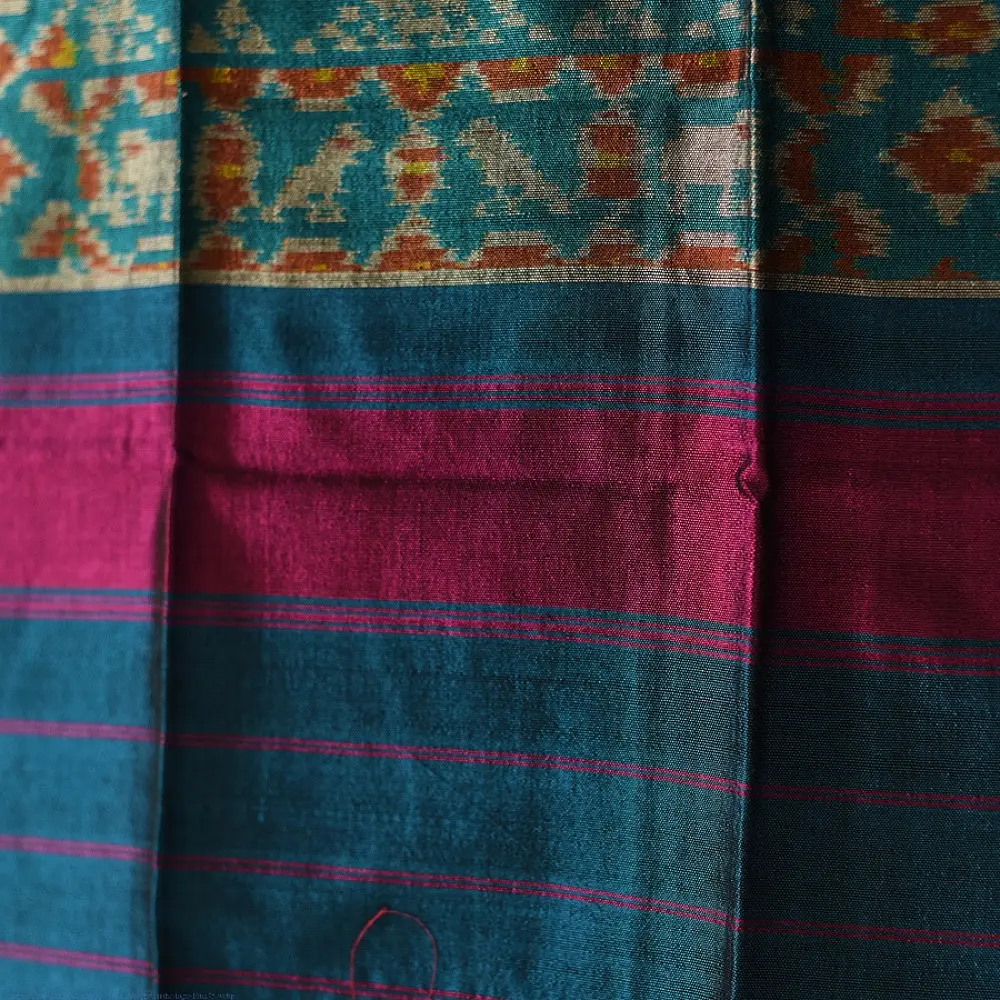 shop handloom silk cotton patola ikat blue stole