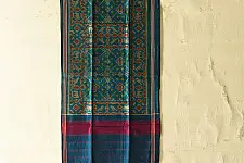Rasika . रसिका ~ Handloom Patola Silk Cotton Stole - Turquoise Blue