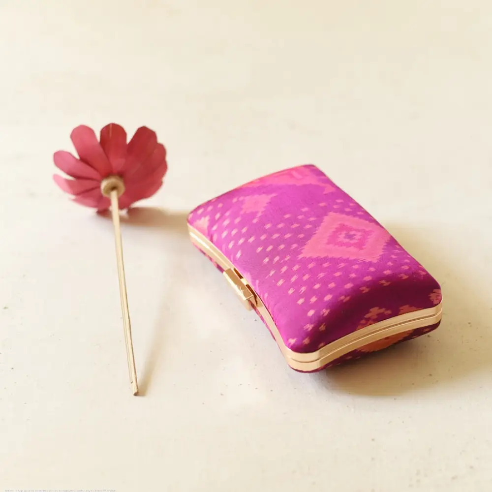 shop Patola Silk Clutch Purse / Sling Bag - Purple