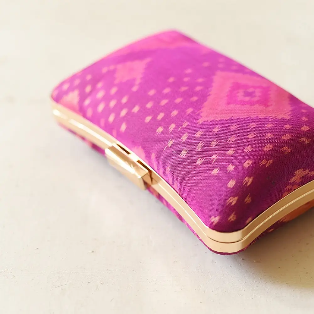 shop Patola Silk Clutch Purse / Sling Bag - Purple