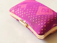 A pocket full of joy ~ Patola Silk Clutch Purse / Sling Bag - Purple