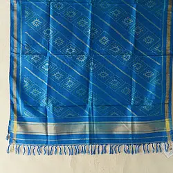 Rasika . रसिका ~ Patola Pure Silk Cerulean Blue Dupatta 16