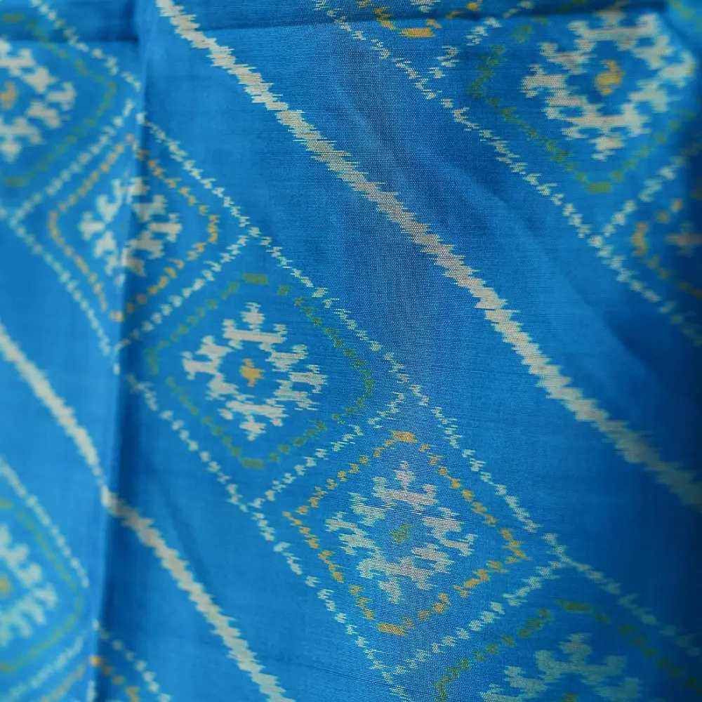 shop Patola Pure Silk Sky Blue Dupatta 