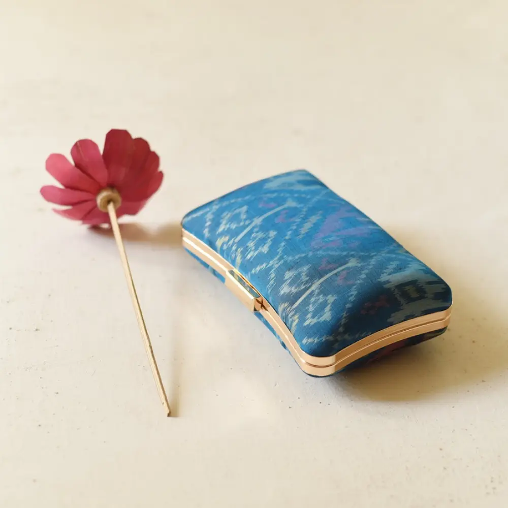 shop Patola Clutch blue purse