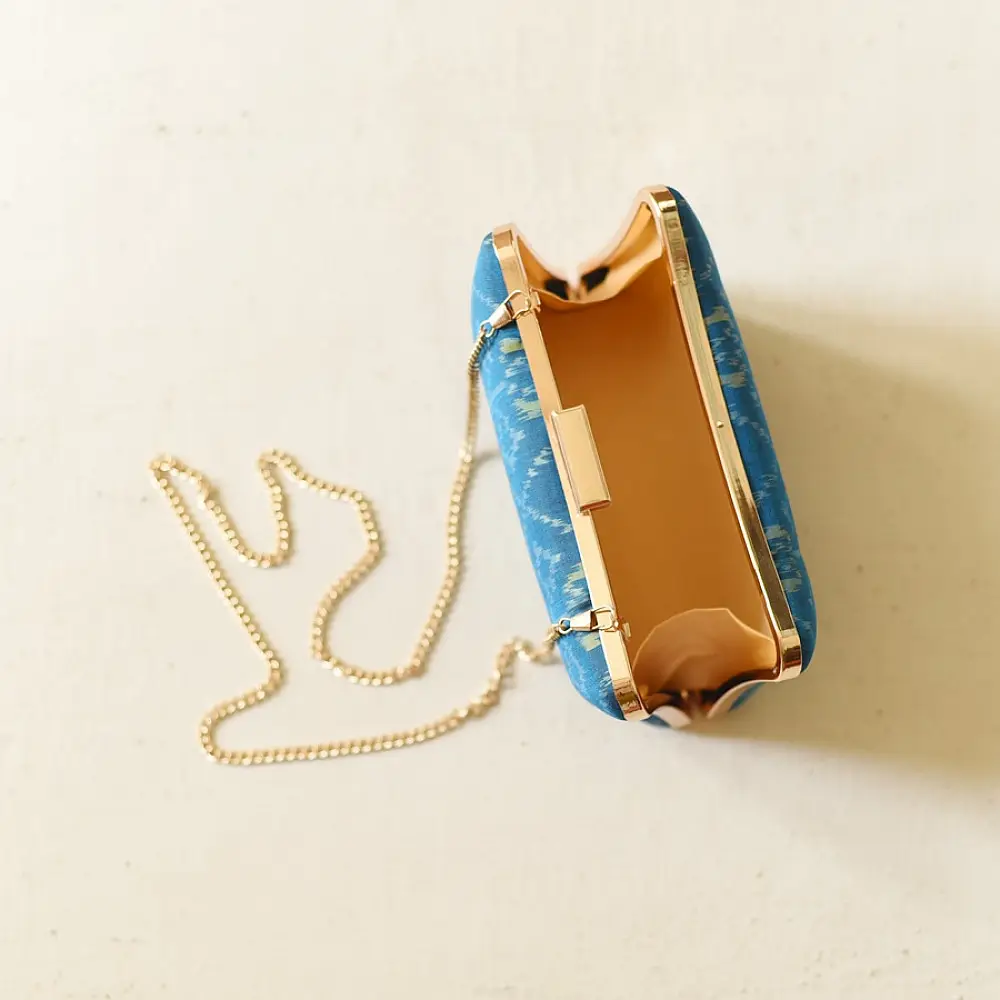 shop Patola Clutch blue purse