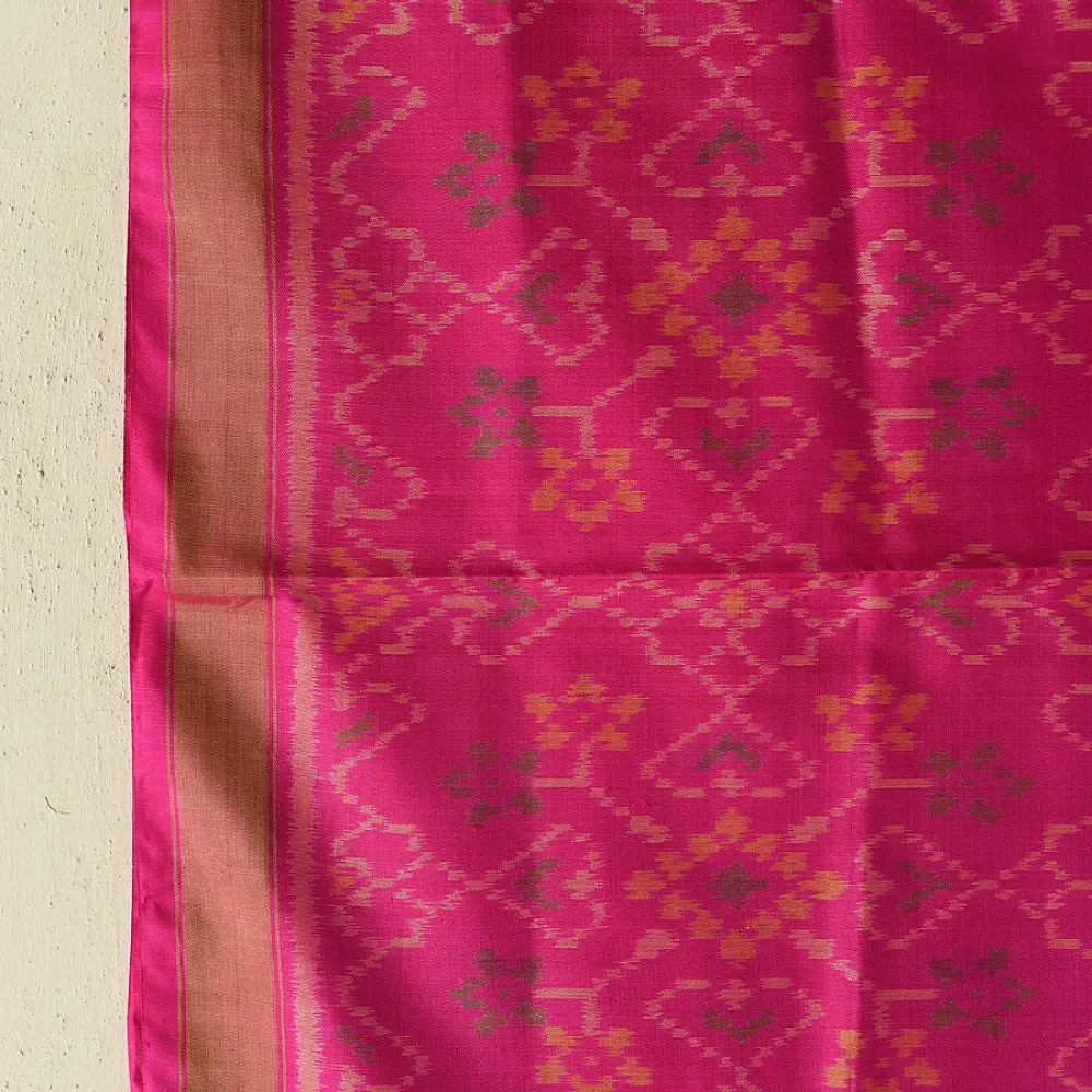 shop Handloom Patola Silk Dupatta ~ Pink Navratna