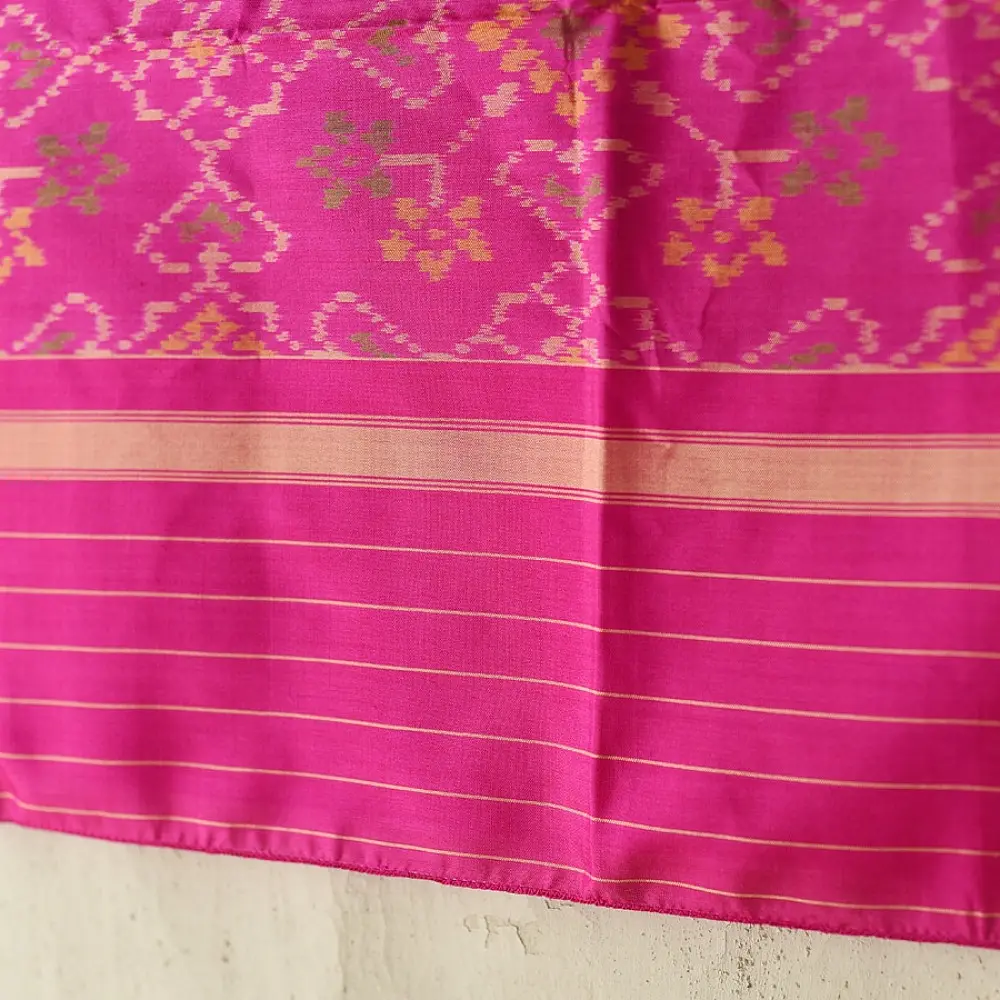 shop Handloom Patola Silk Dupatta ~ Pink Navratna