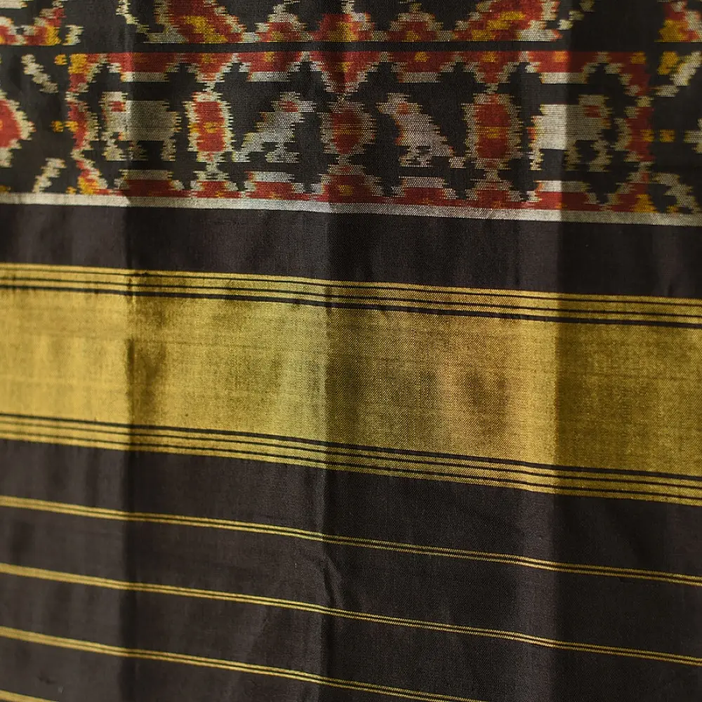 shop black - handloom silk cotton patola ikat stole