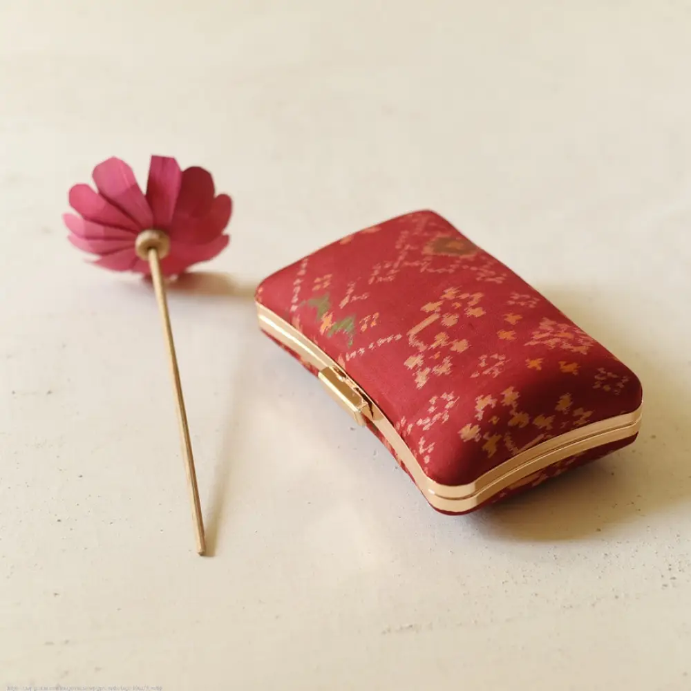 shop Patola Maroon Clutch Purse