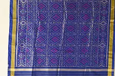 Rasika . रसिका ~ Pure Silk Handloom Patola Dupatta ~ Blue