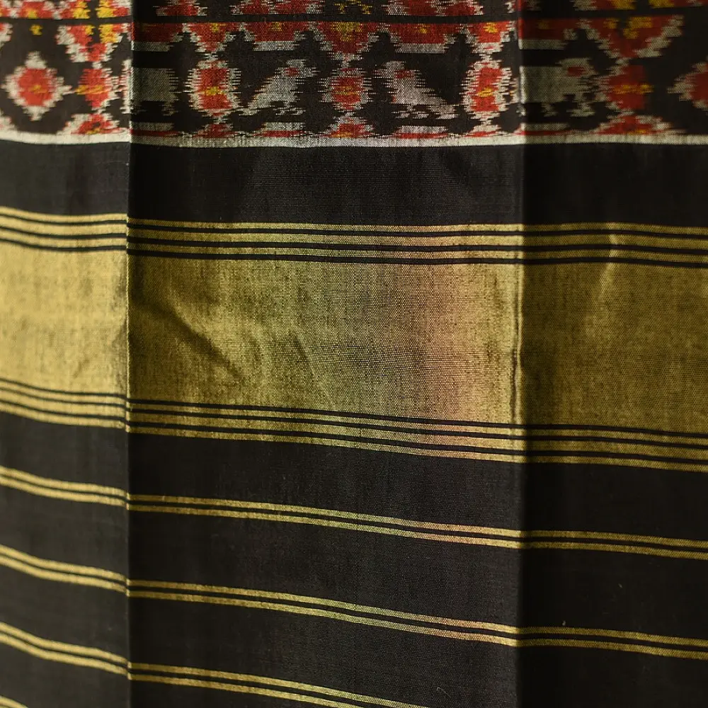 shop handloom silk cotton patola ikat black stole