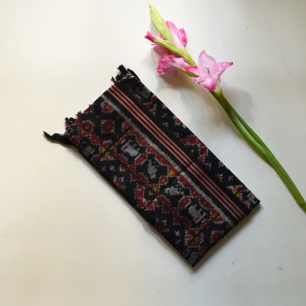 shop handloom silk cotton patola ikat black stole