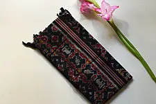 Rasika . रसिका ~ Handloom Patola Silk Cotton Stole - Jet Black