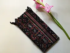 Rasika . रसिका ~ Handloom Patola Silk Cotton Stole - Jet Black