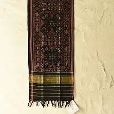 Rasika . रसिका ~ Handloom Patola Silk Cotton Stole - Black