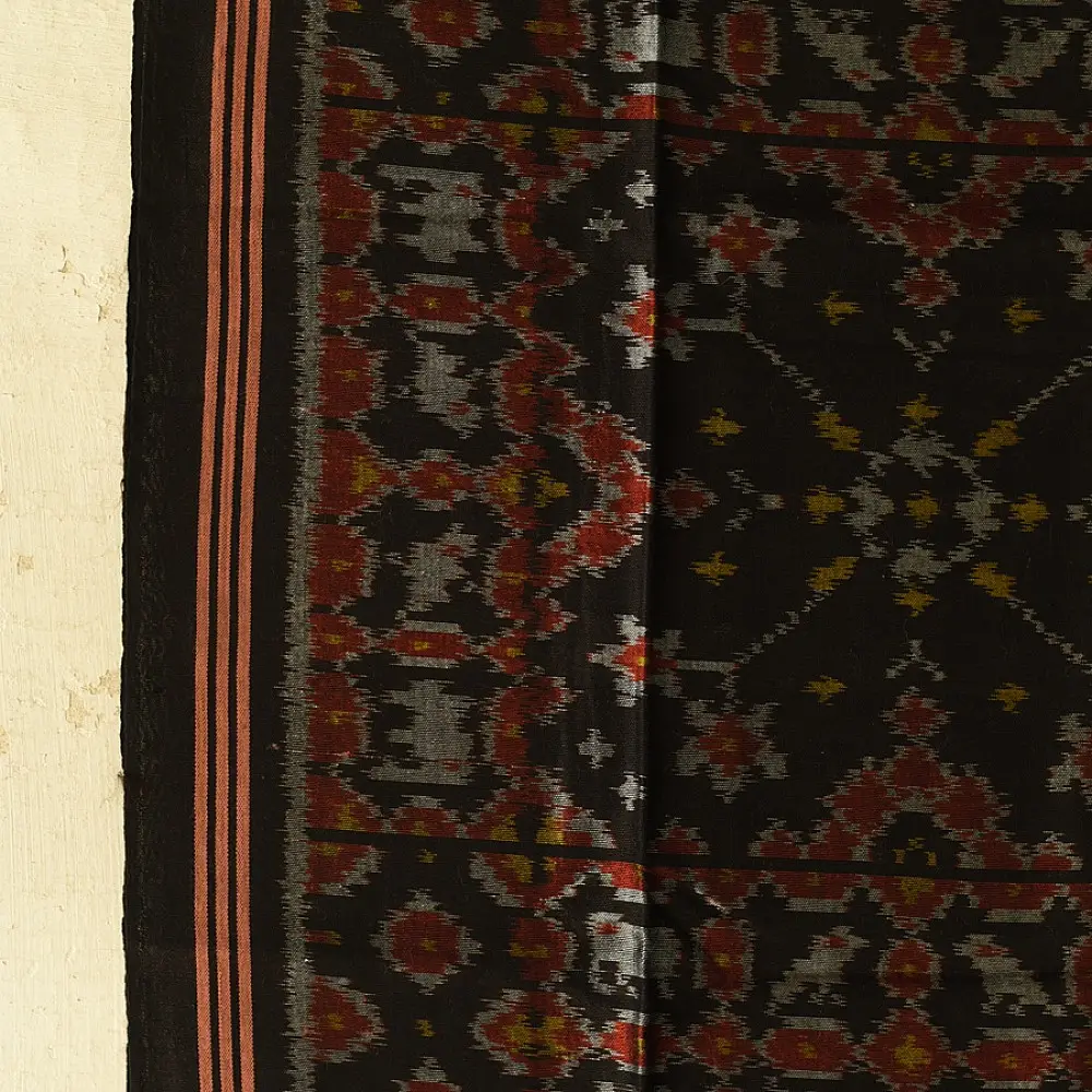 shop handloom silk cotton patola ikat black stole
