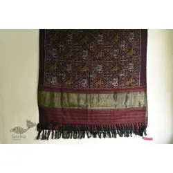 Vasant . वसंत | Woolen Ikat Patola Shawl ~ Dark Maroon