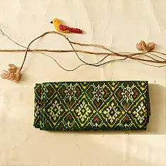चंपा - चकली ⁂ Handwoven Patola Silk Saree | Green