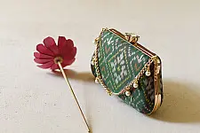 A pocket full of joy ~ Patola Clutch / Green Sling Bag