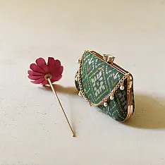 A pocket full of joy ~ Patola Clutch / Green Sling Bag