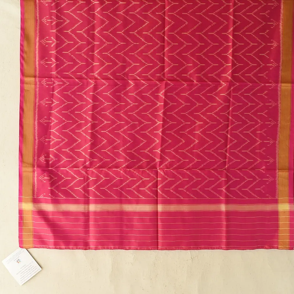 shop pure silk patola ikat Reddish Pink dupatta