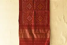 Vasant . वसंत ~ Woolen Patola Muffler ~ Maroon Diamond
