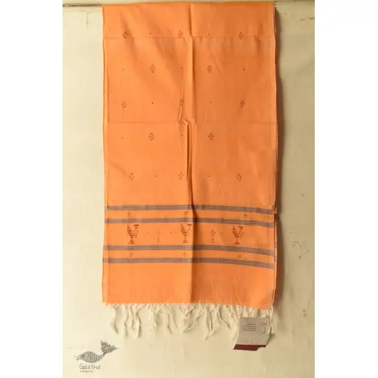 shop Handwoven Tangaliya Cotton Stole - Orange