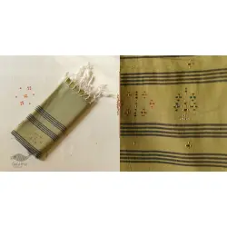 Tangaliya ~ Handwoven Cotton Stole - Pista Green