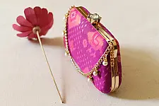 A pocket full of joy ~ Patola Clutch Purse cum Sling Bag - Purple