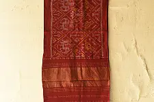 Vasant . वसंत ~ Woolen Patola Muffler - Maroon Narikunj