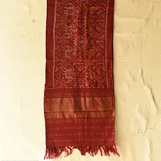 Vasant . वसंत ~ Woolen Patola Muffler - Maroon Narikunj