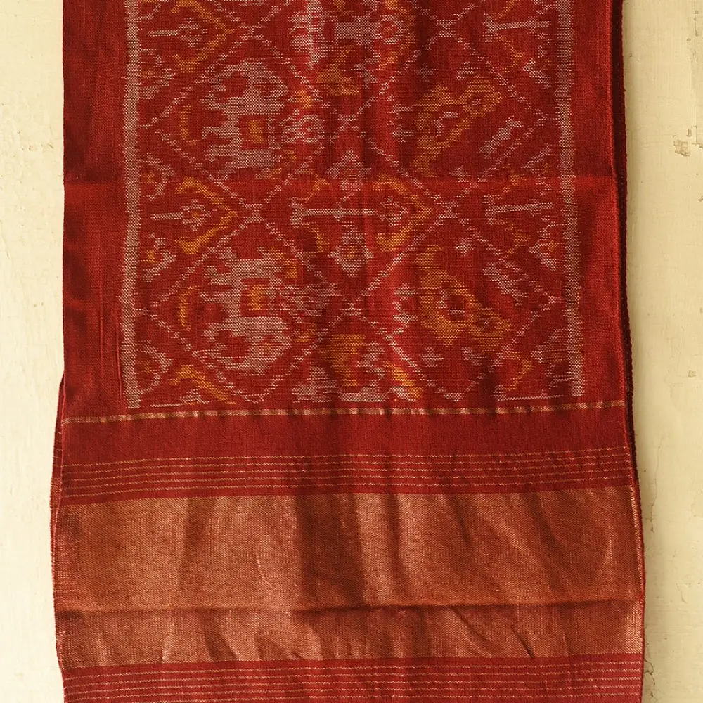 shop Woolen Patola Muffler ~ Maroon Narikunj