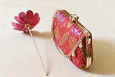 A pocket full of joy ~ Patola Clutch Purse / Sling Bag - Red & Green