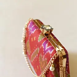 A pocket full of joy ~ Patola Clutch Purse / Sling Bag - Red & Green