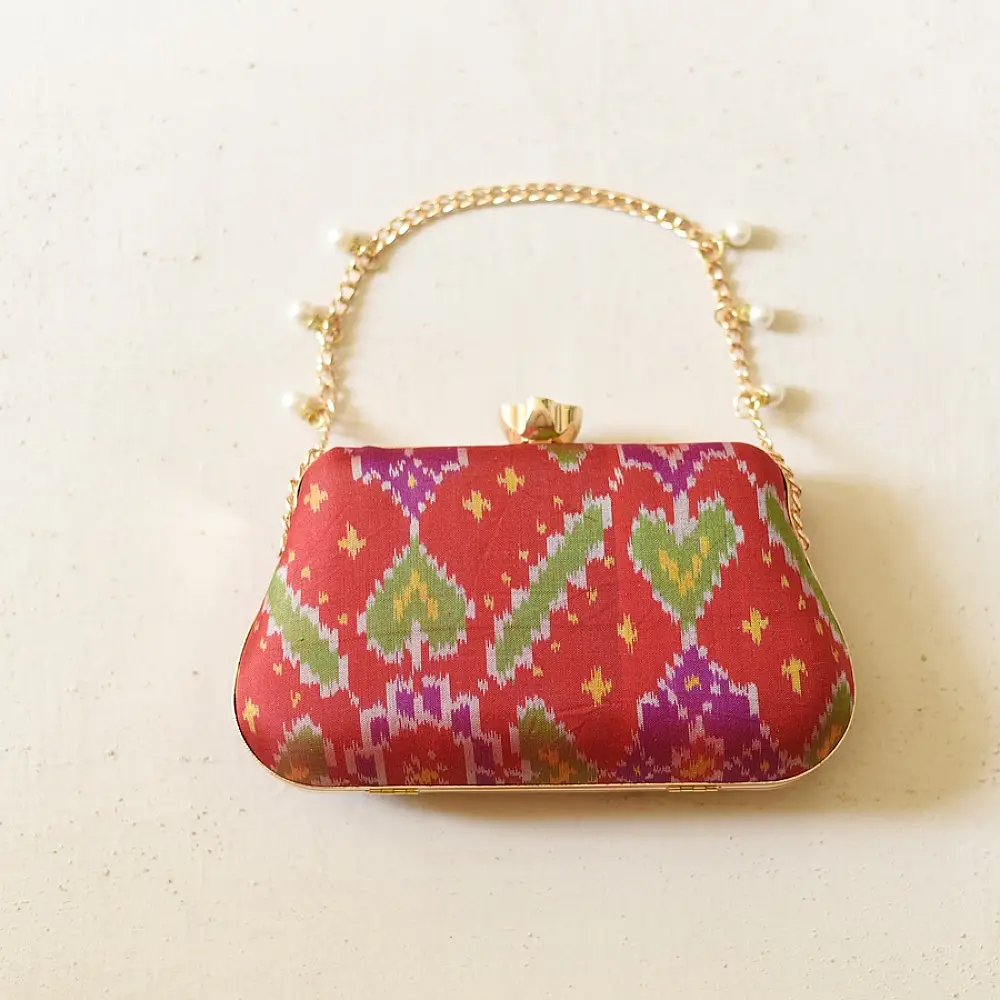 shop Patola Clutch Purse / Sling Bag - Red & Green