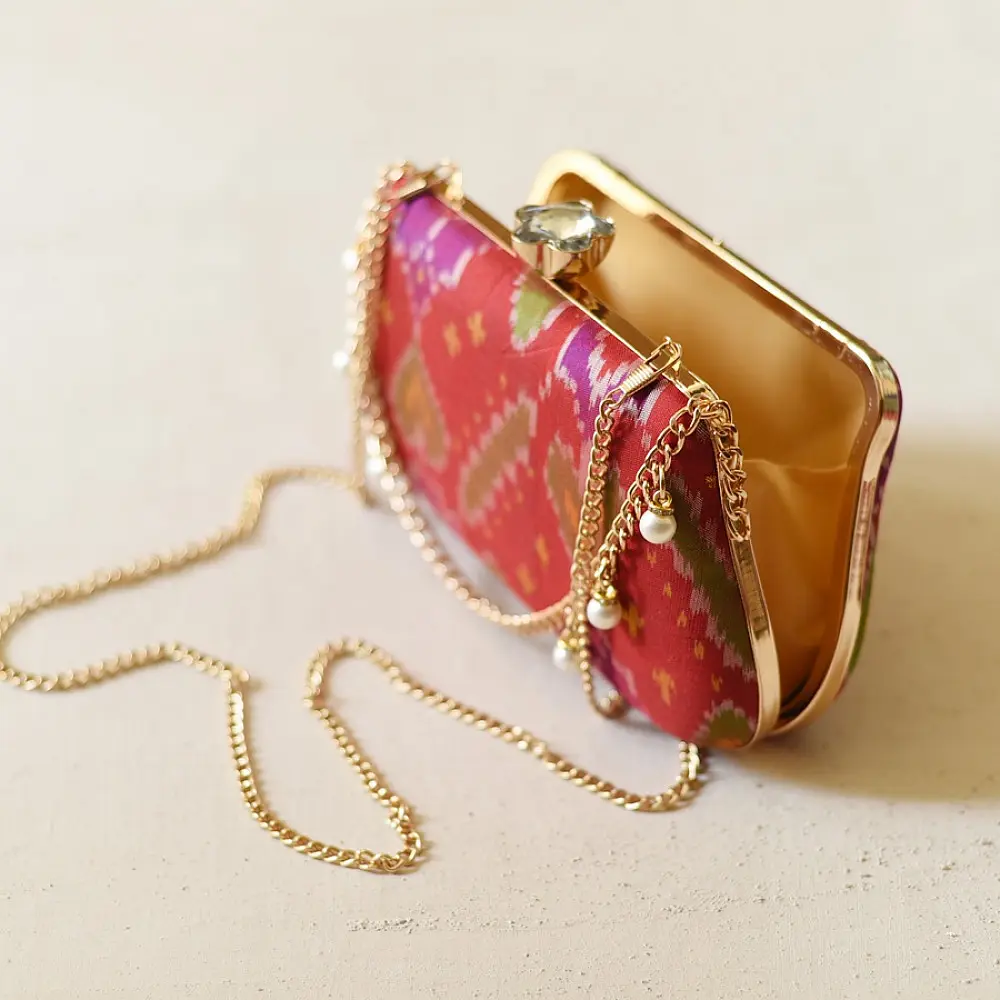 shop Patola Clutch Purse / Sling Bag - Red & Green
